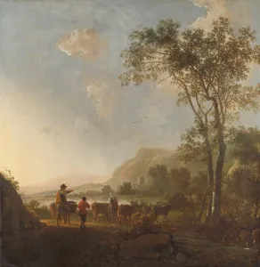 Landscape Herdsmen Cattle cattle road water round tower Landscape Herdsmen Cattle cattle road water round tower