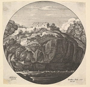 Landscape house cliffs 1646 Etching state Image Landscape house cliffs 1646 Etching state Image