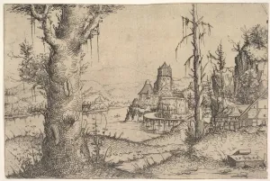 Landscape Large Tree Left 1546 Etching first state Landscape Large Tree Left 1546 Etching first state