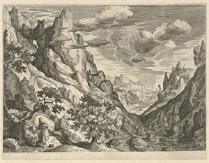 Landscape with the Temptation of Christ in the desert, Johann Sadeler I, 1580-1600 Landscape with the Temptation of Christ in the desert, Johann Sadeler I, 1580-1600