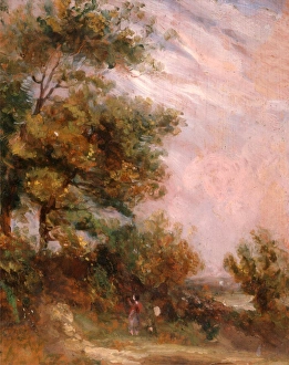Landscape with Trees and a Figure Verso: Cottages in a Landscape, Thomas Churchyard Landscape with Trees and a Figure Verso: Cottages in a Landscape, Thomas Churchyard