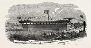Launch of the Ship Vimiera Print, 1851 Engraving