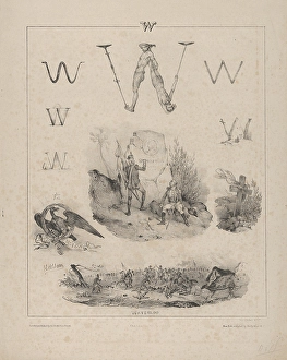 letter W Washington Wagram Waterloo 1833 Lithograph letter W Washington Wagram Waterloo 1833 Lithograph