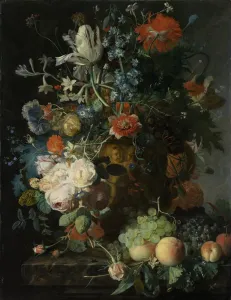 Life Flowers Fruit life flowers fruits earthenware pot decorated Life Flowers Fruit life flowers fruits earthenware pot decorated