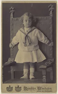 little girl standing ornate chair Rumbler German little girl standing ornate chair Rumbler German