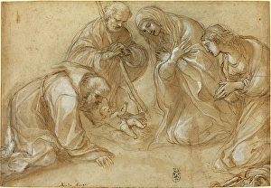 Lodovico Carracci (Italian, 1555 - 1619), The Nativity with Saints Francis and Agnes, c Lodovico Carracci (Italian, 1555 - 1619), The Nativity with Saints Francis and Agnes, c