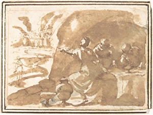Lot Daughters 1624-63 Pen brown ink brush wash Lot Daughters 1624-63 Pen brown ink brush wash