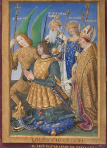 Louis XII of France Kneeling in Prayer, Accompanied by Saints Mi Louis XII of France Kneeling in Prayer, Accompanied by Saints Mi