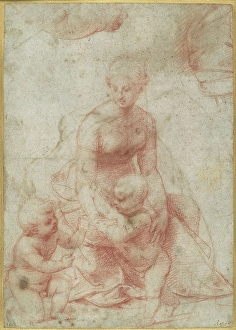 Madonna Child Infant Saint John Baptist upper left Madonna Child Infant Saint John Baptist upper left