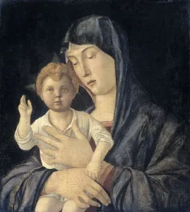 Madonna Child Mary blessing Christ child standing Madonna Child Mary blessing Christ child standing
