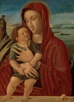 Madonna Child Mary presses Christ child standing Madonna Child Mary presses Christ child standing