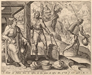 after Maerten van Heemskerck, Jesse Sending David to the Camp, c.1556, engraving after Maerten van Heemskerck, Jesse Sending David to the Camp, c.1556, engraving