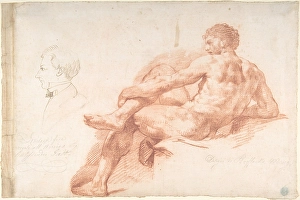 Male Nude 19th century Red chalk sheet 11 1/4 x 16 3/4 Male Nude 19th century Red chalk sheet 11 1/4 x 16 3/4