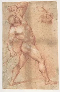 Male Nude Left Arm Upraised Further Study Head Male Nude Left Arm Upraised Further Study Head
