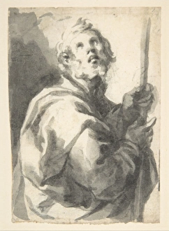 Male Saint Staff Half-Figure 1640 Brush gray wash Male Saint Staff Half-Figure 1640 Brush gray wash