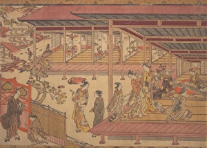 Man Standing Outside Gate Large House Edo period Man Standing Outside Gate Large House Edo period