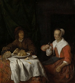Man and Woman at a Meal, Gabriel Metsu, 1650 - 1660 Man and Woman at a Meal, Gabriel Metsu, 1650 - 1660