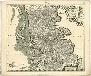 Map Ducatus Slesvicensis omnes suas praefecturas circulos et provincias distintA divisus Map Ducatus Slesvicensis omnes suas praefecturas circulos et provincias distintA divisus
