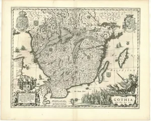 Map Gothia Joan Blaeu 1598/99-1673 Copperplate print Map Gothia Joan Blaeu 1598/99-1673 Copperplate print