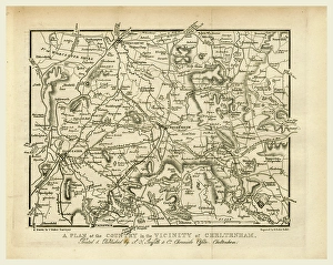 Map, Griffiths new historical description of Cheltenham and its vicinity, 19th Map, Griffiths new historical description of Cheltenham and its vicinity, 19th