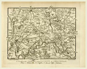 Images Dated 7th August 2014: Map, Griffiths new historical description of Cheltenham and its vicinity, 19th