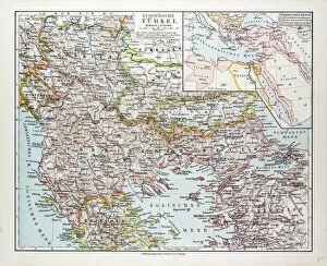 Map of Montenegro, Serbia, Macedonia, Northern Greece, Bulgaria, Albania, Western Turkey