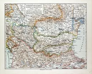 Montenegro Collection: Map of Romania, Serbia, Bulgaria, Montenegro, 1899