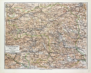 <b class=qtipBold><figcaption>Map of Steiermark, Austria, 1899</figcaption></b><br><em>© copyright Quint Lox Limited</em> Map of Steiermark, Austria, 1899