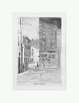 Maple Street ca 1923 Etching Sheet 10 3/8 x 8 Maple Street ca 1923 Etching Sheet 10 3/8 x 8