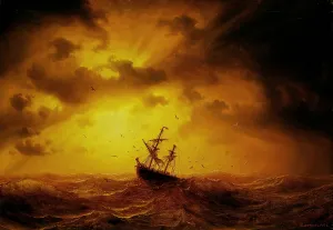 Marcus Larson Stormy Sea Storm sea painting 1857 Marcus Larson Stormy Sea Storm sea painting 1857