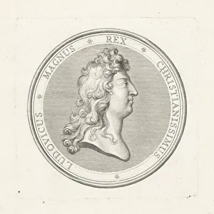 Medal bust Louis XIV King France Gerard Edelinck Medal bust Louis XIV King France Gerard Edelinck