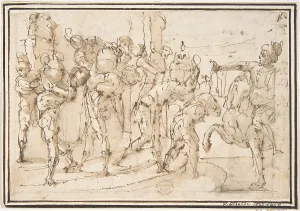 Men Carrying Jars 1624-63 Pen brown ink brush Men Carrying Jars 1624-63 Pen brown ink brush