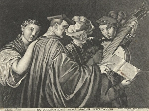 Three men, woman and boy singing and playing musical instruments, Hendrick Danckerts Three men, woman and boy singing and playing musical instruments, Hendrick Danckerts