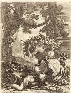Michel Dorigny (French, 1617 - 1665), Faun Embracing a Bacchante, 1650s, etching Michel Dorigny (French, 1617 - 1665), Faun Embracing a Bacchante, 1650s, etching