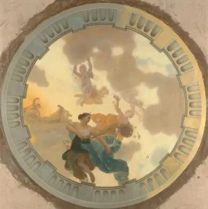Part middle part ceiling painting Diana companions Part middle part ceiling painting Diana companions