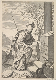 Minerva Instructs Dauphin 1640 Engraving third state Minerva Instructs Dauphin 1640 Engraving third state