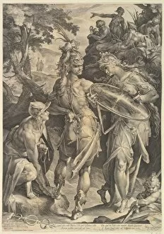 Bartholomeus Spranger Gallery: Minerva & Mercury Arming Perseus 1604 Engraving