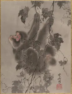 Monkey Hanging Grapevines Meiji period 1868-1912 Monkey Hanging Grapevines Meiji period 1868-1912