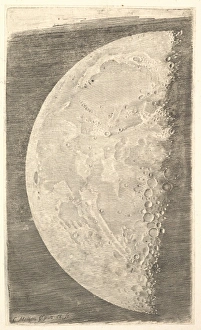 Moon Final Quarter 1635 Engraving first state Moon Final Quarter 1635 Engraving first state