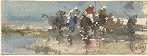 Moors Horseback 1838-74 Brush watercolor off-white paper Moors Horseback 1838-74 Brush watercolor off-white paper