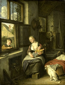 A Mother and her Children, A Mothers Happiness, Cornelis Dusart, 1690 A Mother and her Children, A Mothers Happiness, Cornelis Dusart, 1690