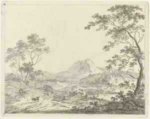 Mountainous landscape with resting shepherd, Johannes Janson, 1761-1784 Mountainous landscape with resting shepherd, Johannes Janson, 1761-1784