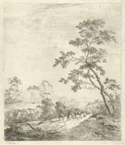 Mountainous landscape with shepherd and shepherdess, print maker: Johannes Janson Mountainous landscape with shepherd and shepherdess, print maker: Johannes Janson