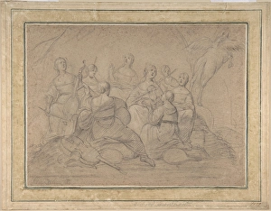 Muses Parnassus 17th century Black chalk touches Muses Parnassus 17th century Black chalk touches
