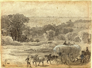 Myles Birket Foster, British (1825-1899), An Evening Landscape with a Hay Wagon Myles Birket Foster, British (1825-1899), An Evening Landscape with a Hay Wagon