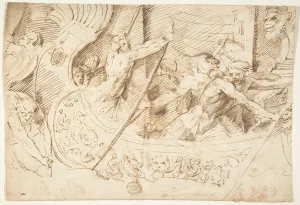 Naval Battle Recto Forest Angel Verso 16th century Naval Battle Recto Forest Angel Verso 16th century