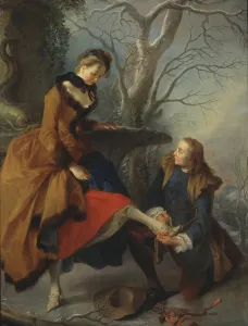 Nicolas Lancret Fastening Skate Gowns painting Nicolas Lancret Fastening Skate Gowns painting
