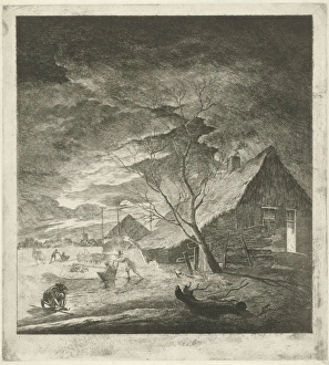 Night Landscape with farm and skaters, Johannes Janson, 1761-1784 Night Landscape with farm and skaters, Johannes Janson, 1761-1784