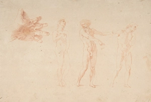 Three Nude Male Figures Study Right Hand Figure Three Nude Male Figures Study Right Hand Figure