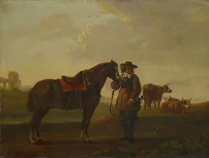 Officer horse oil oak wood 36 x 48 cm signed Officer horse oil oak wood 36 x 48 cm signed